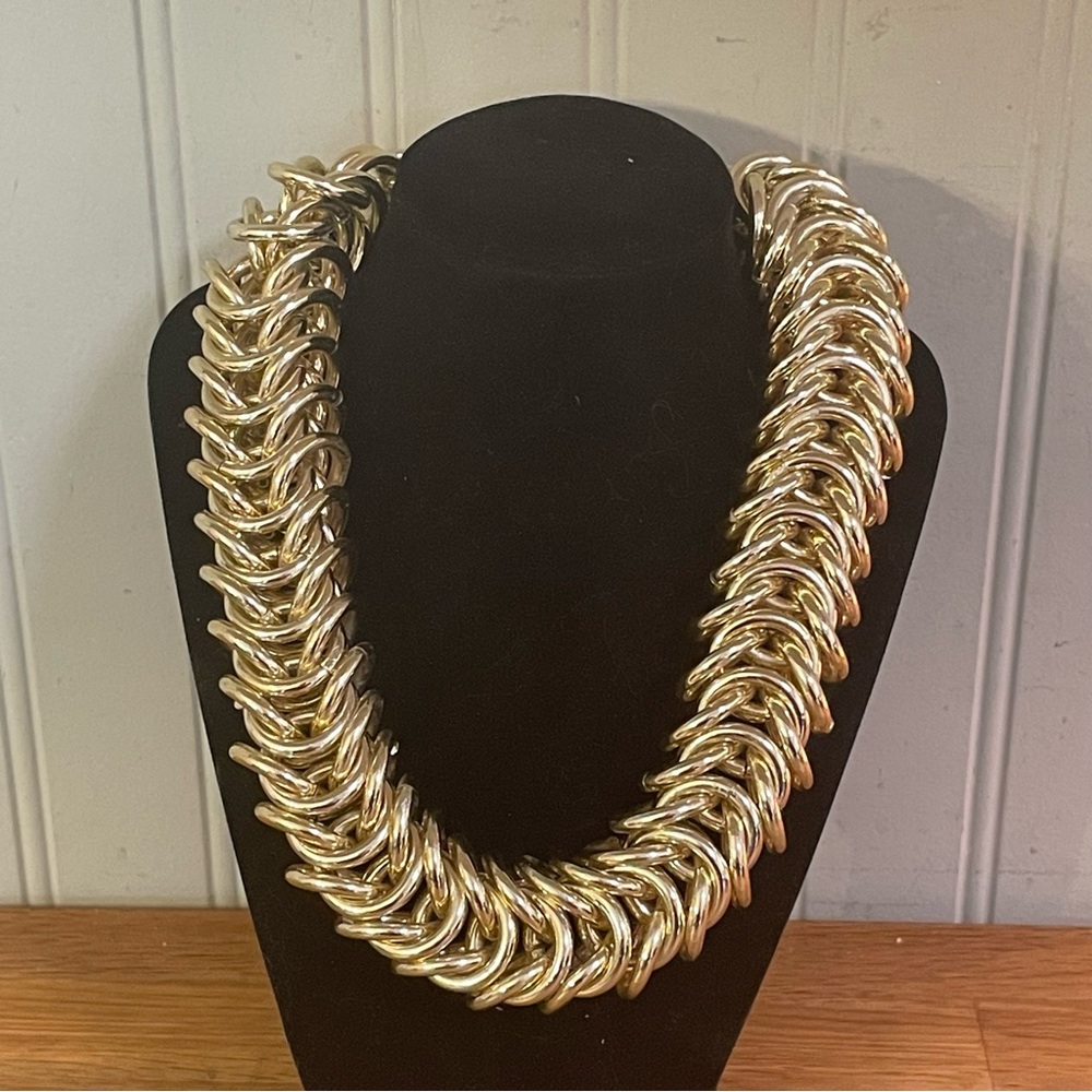 SOLD Chunky Chainmail Statement Necklace - Picture 1 of 3